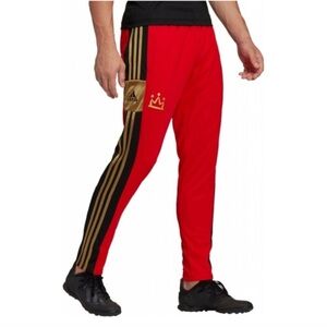 Adidas Mens M Aeroready Zip Pocket Ankle Zip Red /Gold Crown Logo Track Pants